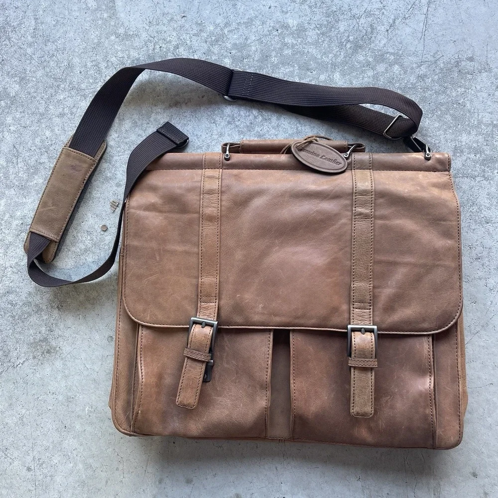 Wilson Genuine Leather Messenger Brown Sling Leather Briefcase Laptop Bag